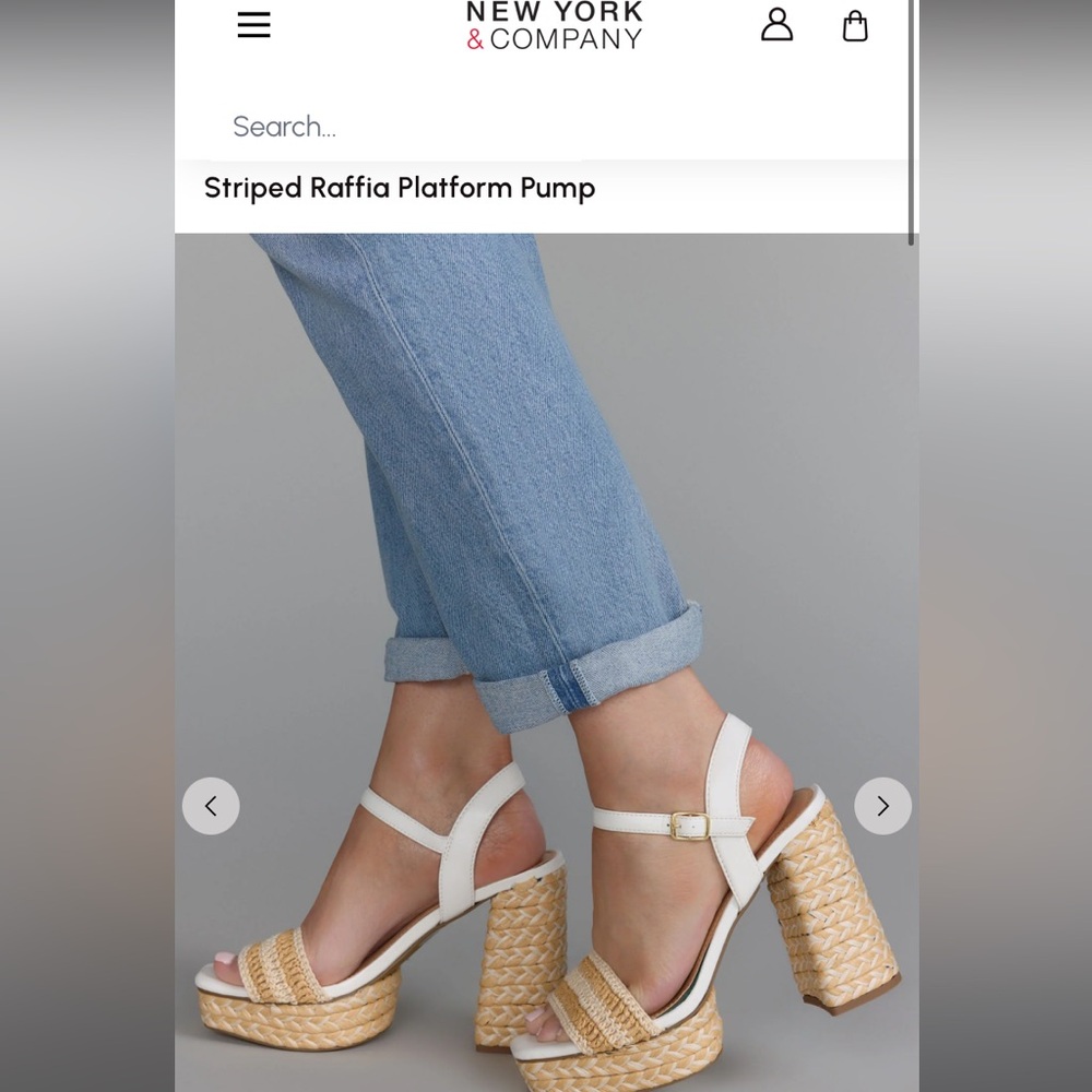 New York And Company Striped Raffia Platform Pump